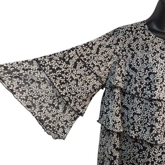 Who what wear Women's Black White Floral Print Dress Sz M - Picture 6 of 10